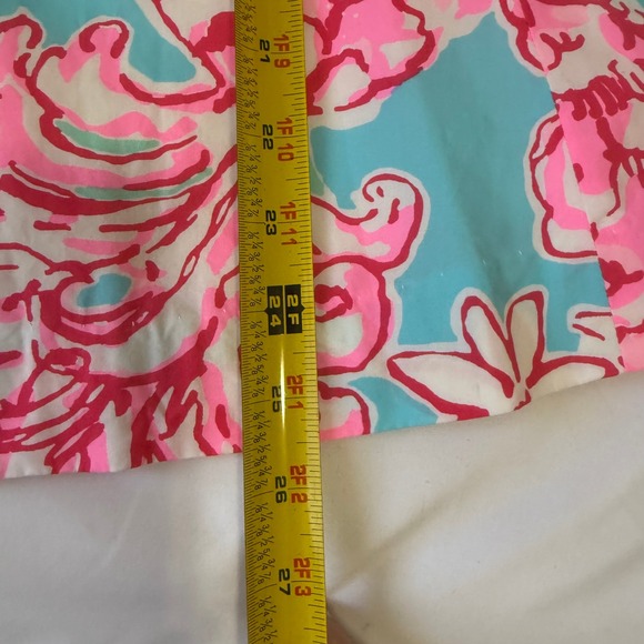 Lilly Pulitzer Blue Pink Floral Flare Dress Spaghetti Straps Crochet Waist Sz 00 - Picture 12 of 12